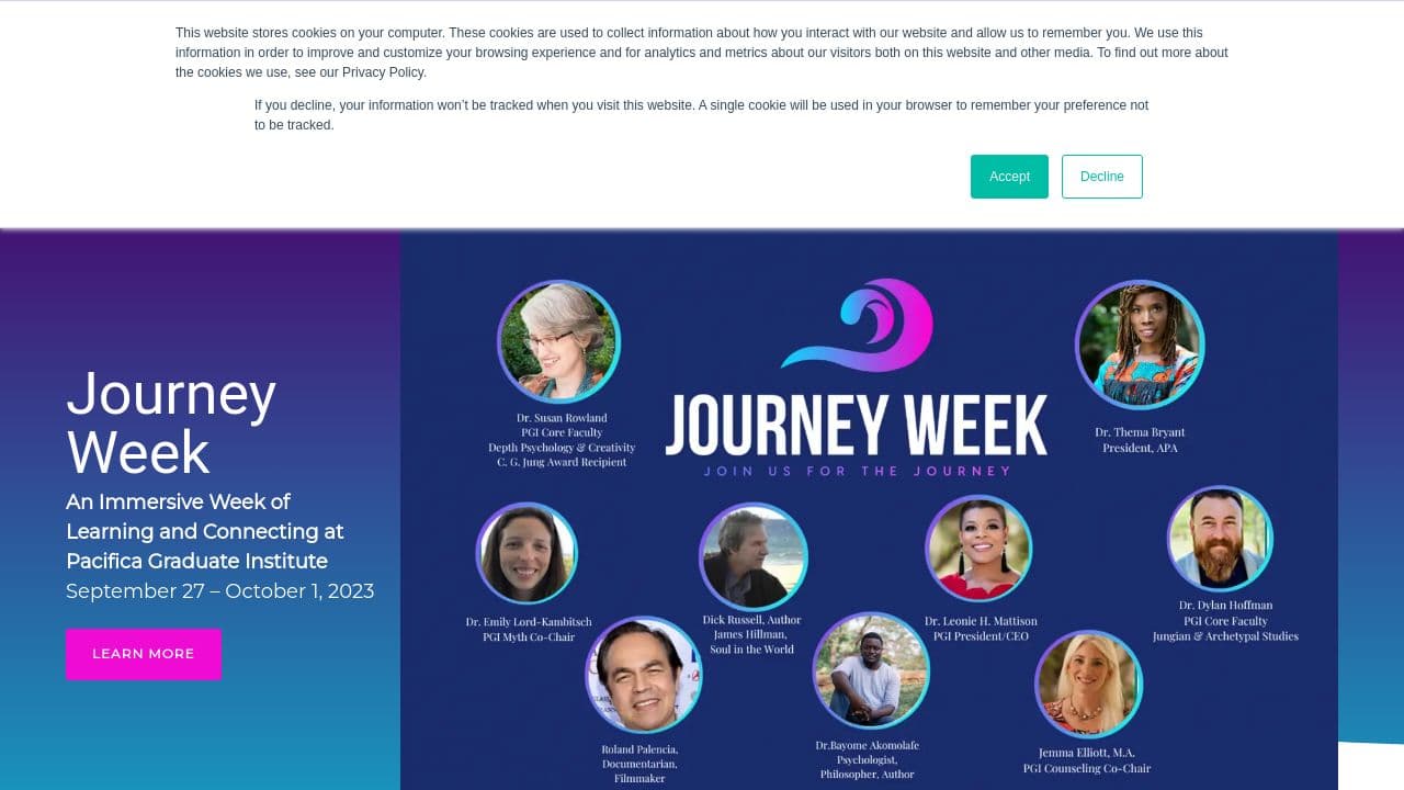 Pacifica Graduate Institute website screenshot