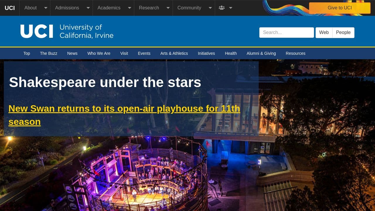 UC Irvine Donald Bren School of Information and Computer Sciences website screenshot