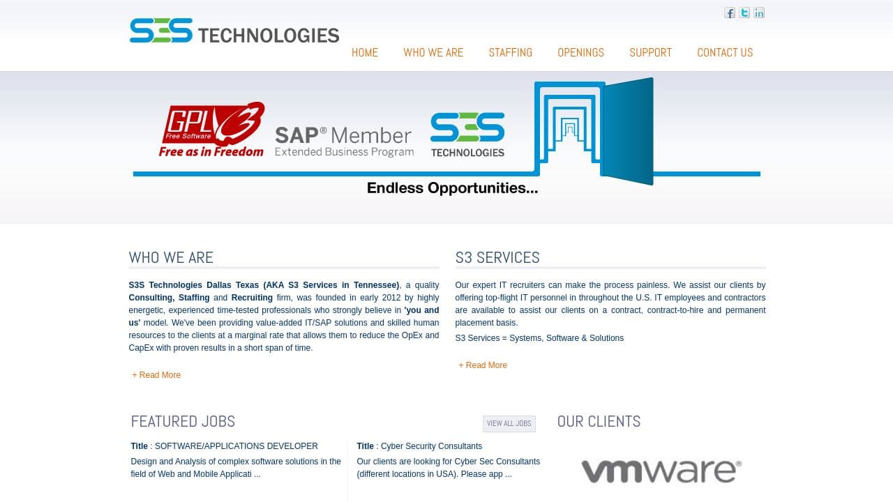 S3S Technologies website screenshot