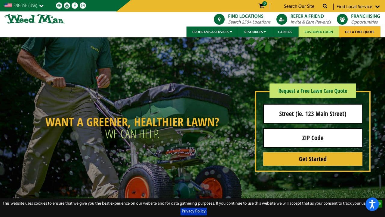 WEED MAN LAWNCARE website screenshot