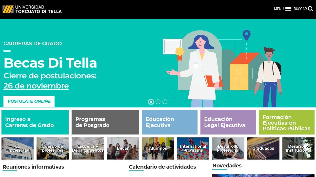 Universidad Torcuato Di Tella website screenshot