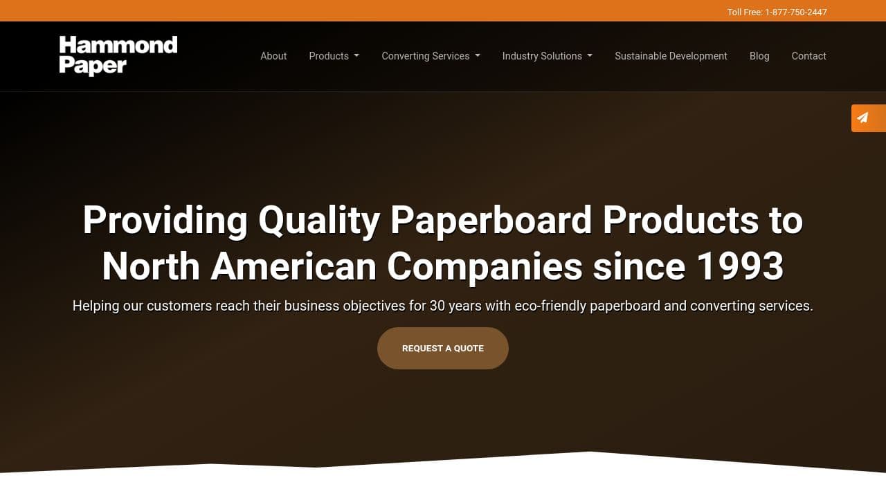 Hammond Paper Company website screenshot