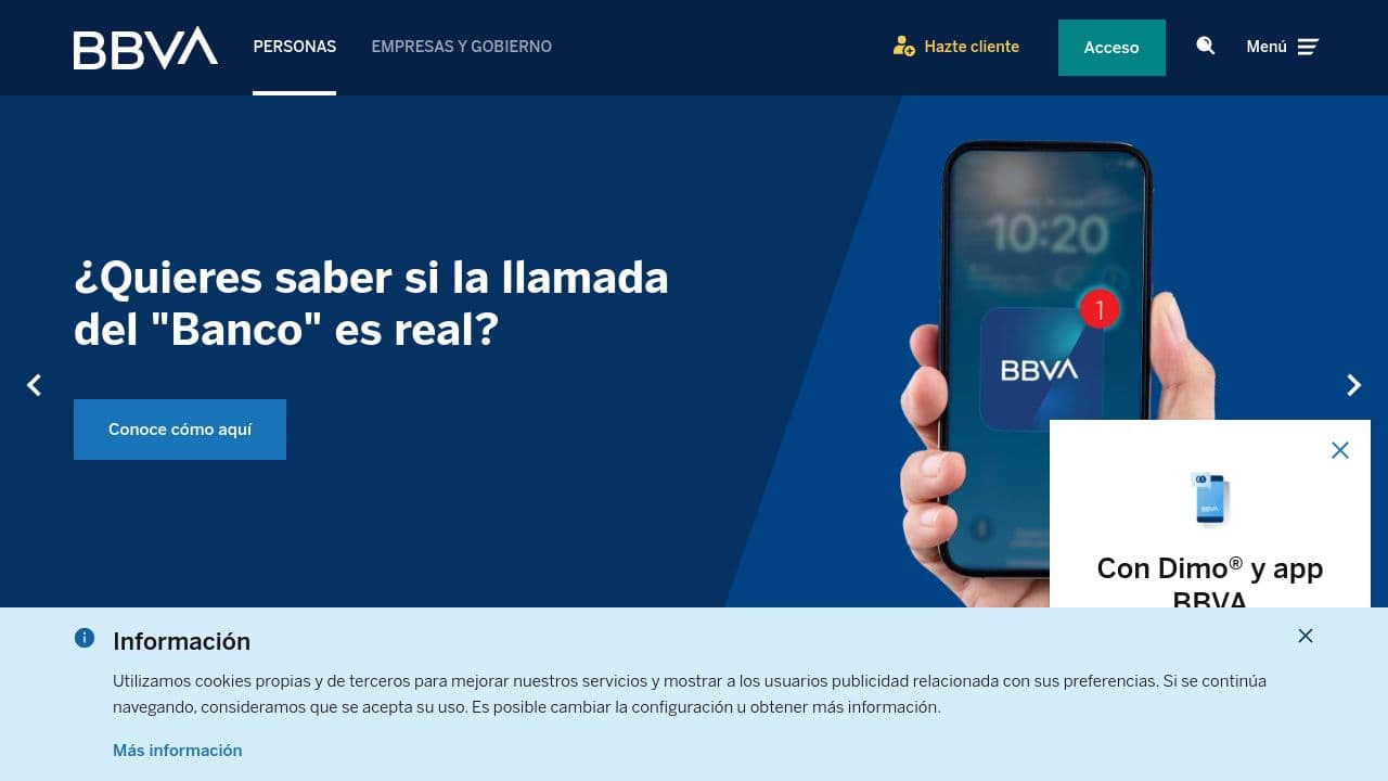 bbva en méxico website screenshot