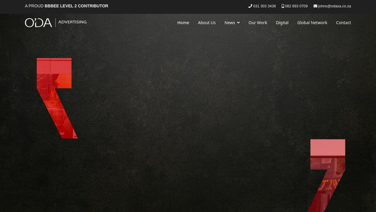 ODA Advertising website screenshot