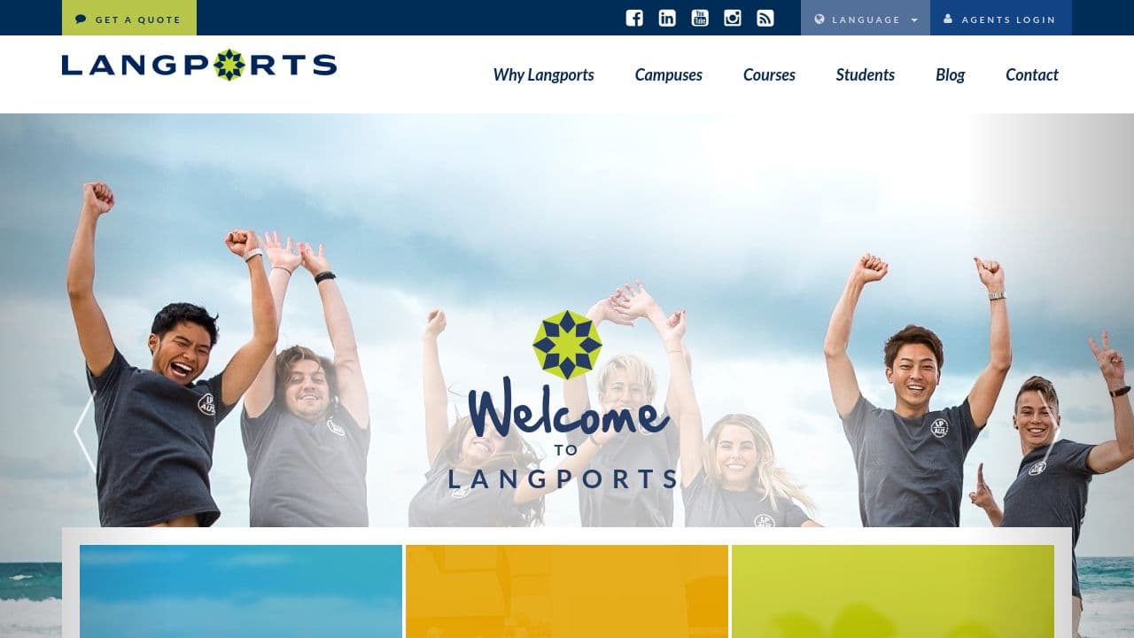 Langports English Language College website screenshot