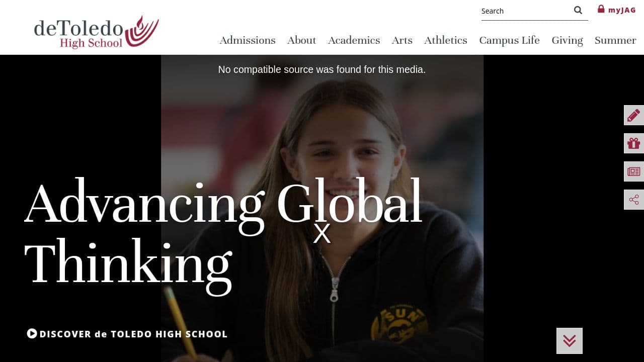de Toledo High School website screenshot