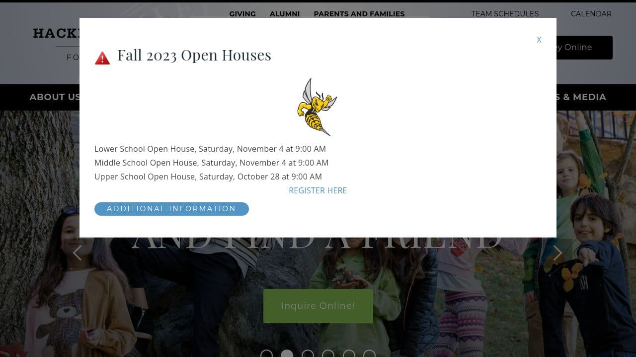 Hackley School website screenshot