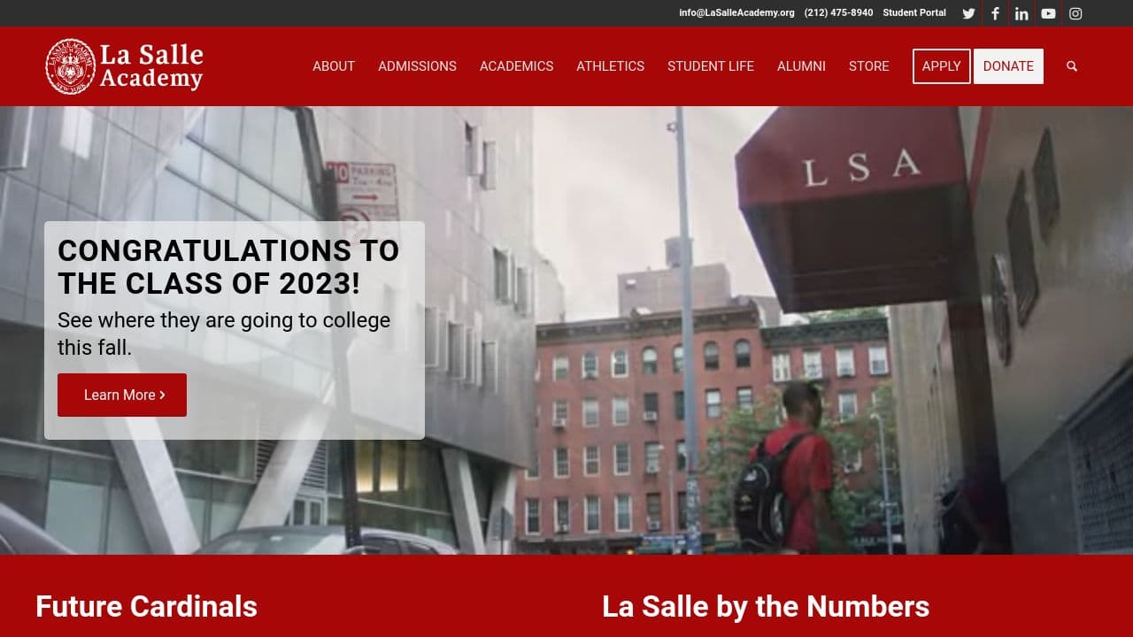 La Salle Academy website screenshot
