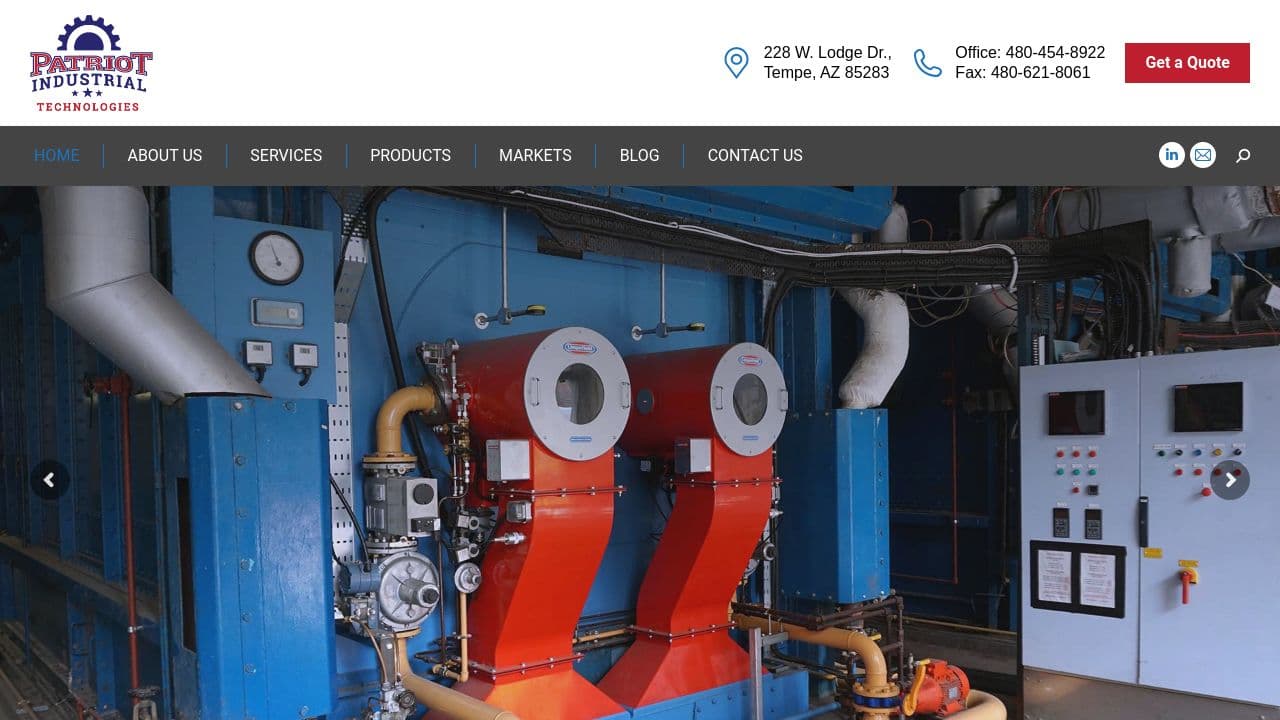 Patriot Industrial Technologies  website screenshot