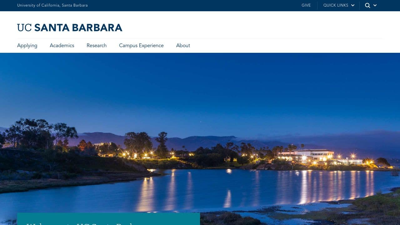 UC Santa Barbara website screenshot