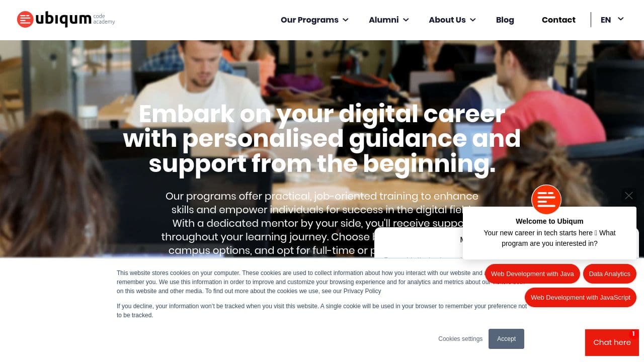 ubiqum code academy website screenshot
