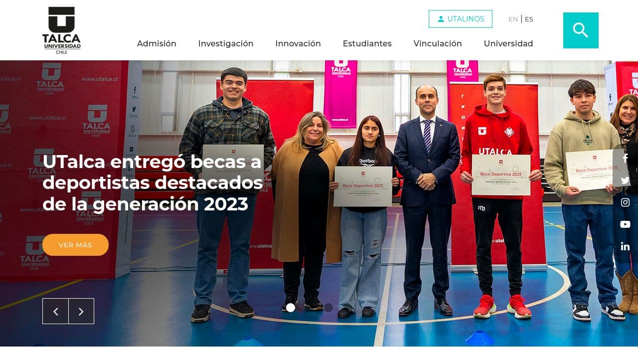 Universidad de Talca website screenshot