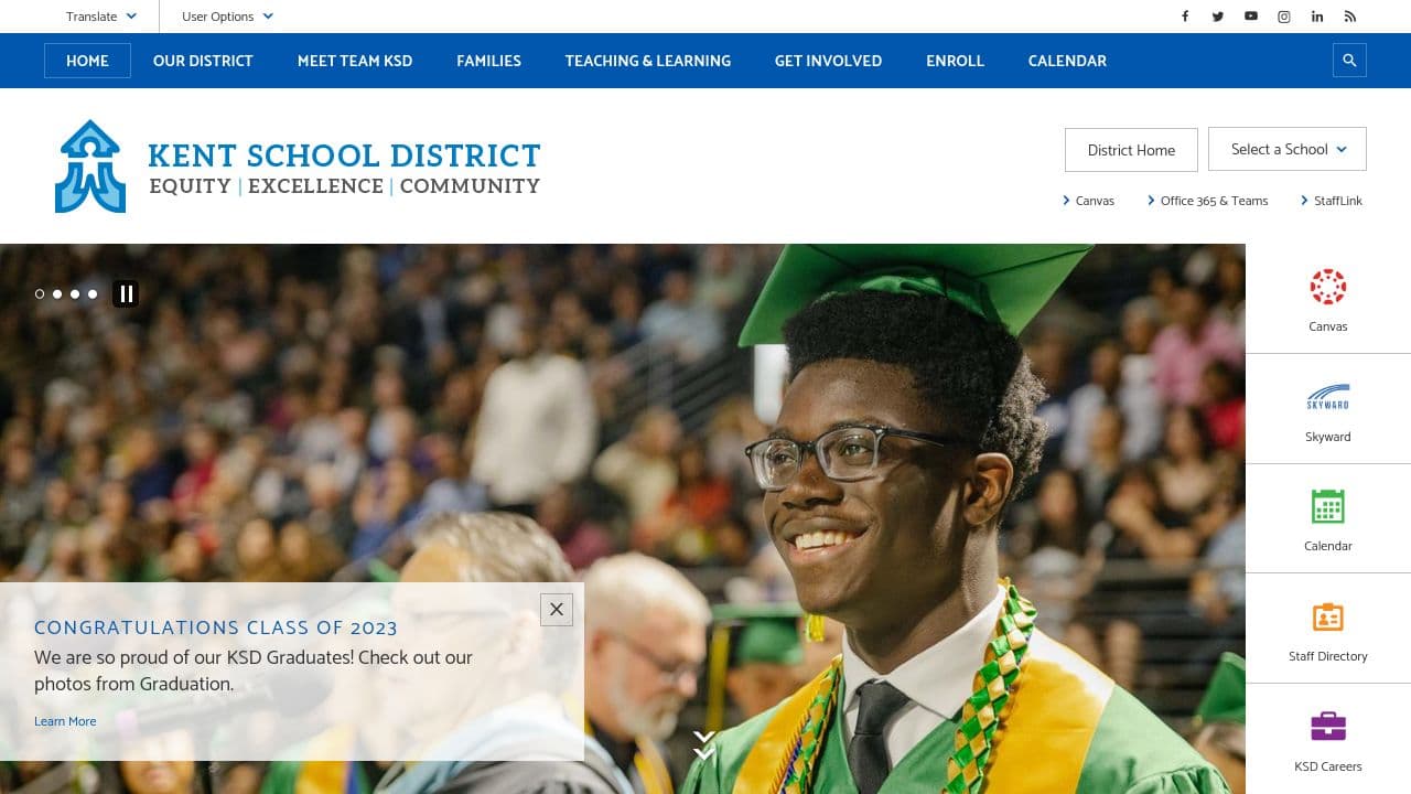 Kent School District website screenshot
