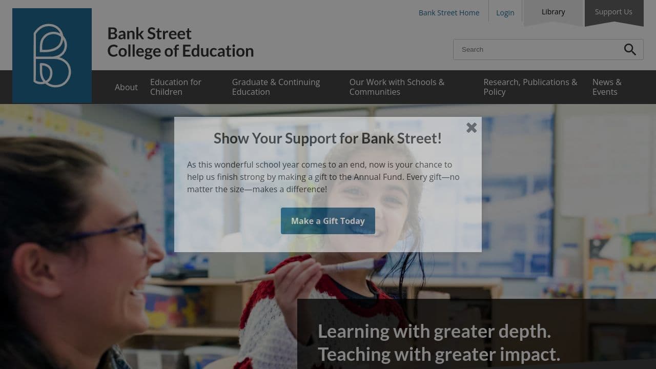 bank street college of education website screenshot