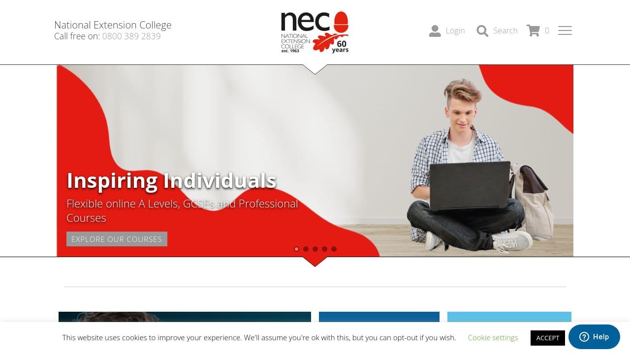 National Extension College website screenshot