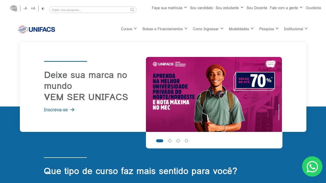 Universidade Salvador website screenshot