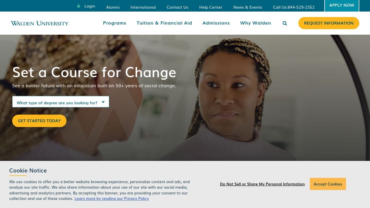 walden university website screenshot