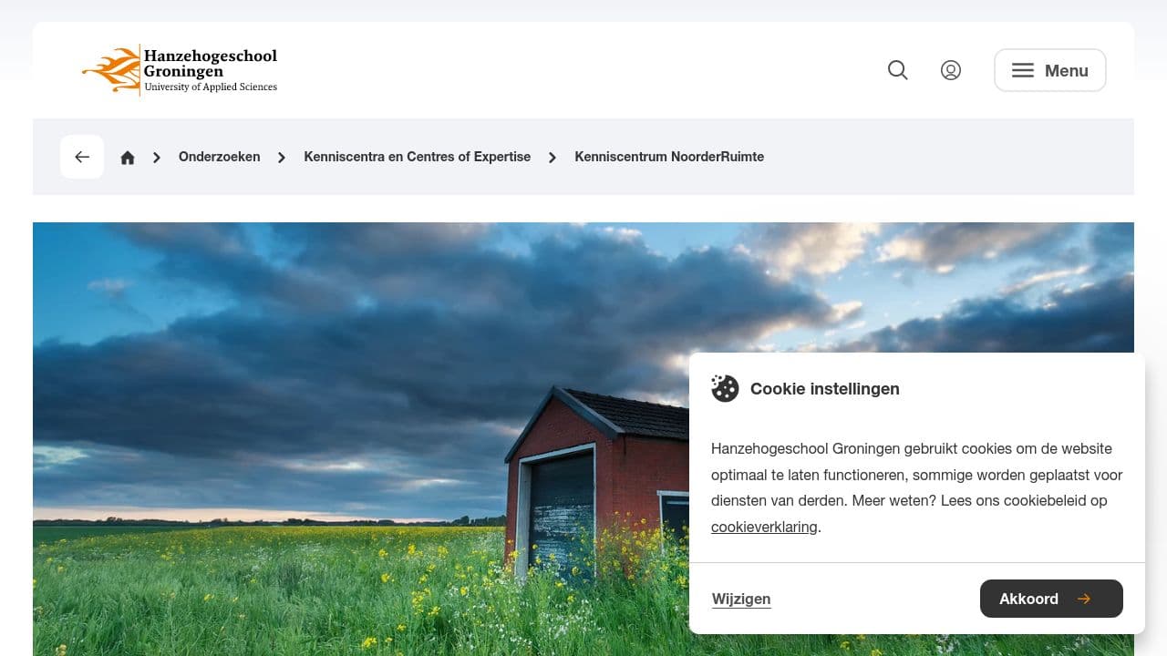 Kenniscentrum Noorderruimte website screenshot