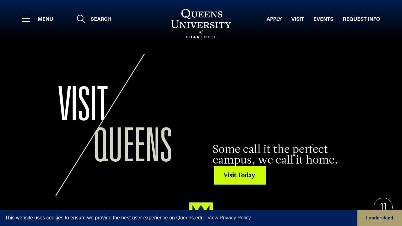 Queens University of Charlotte website screenshot