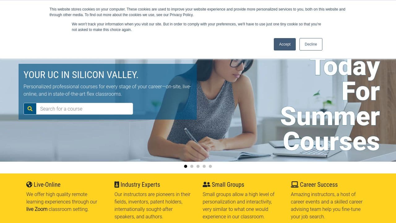 UCSC Silicon Valley Extension website screenshot