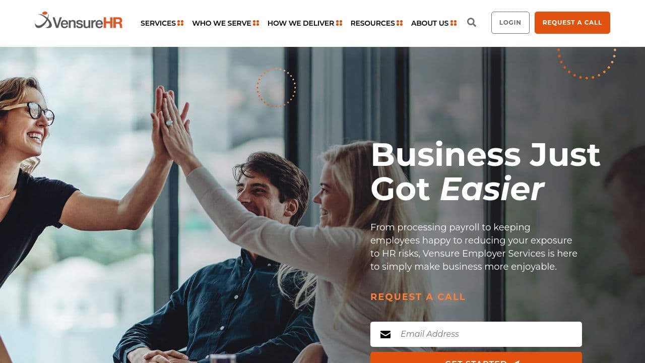 Vensure Employer Solutions website screenshot