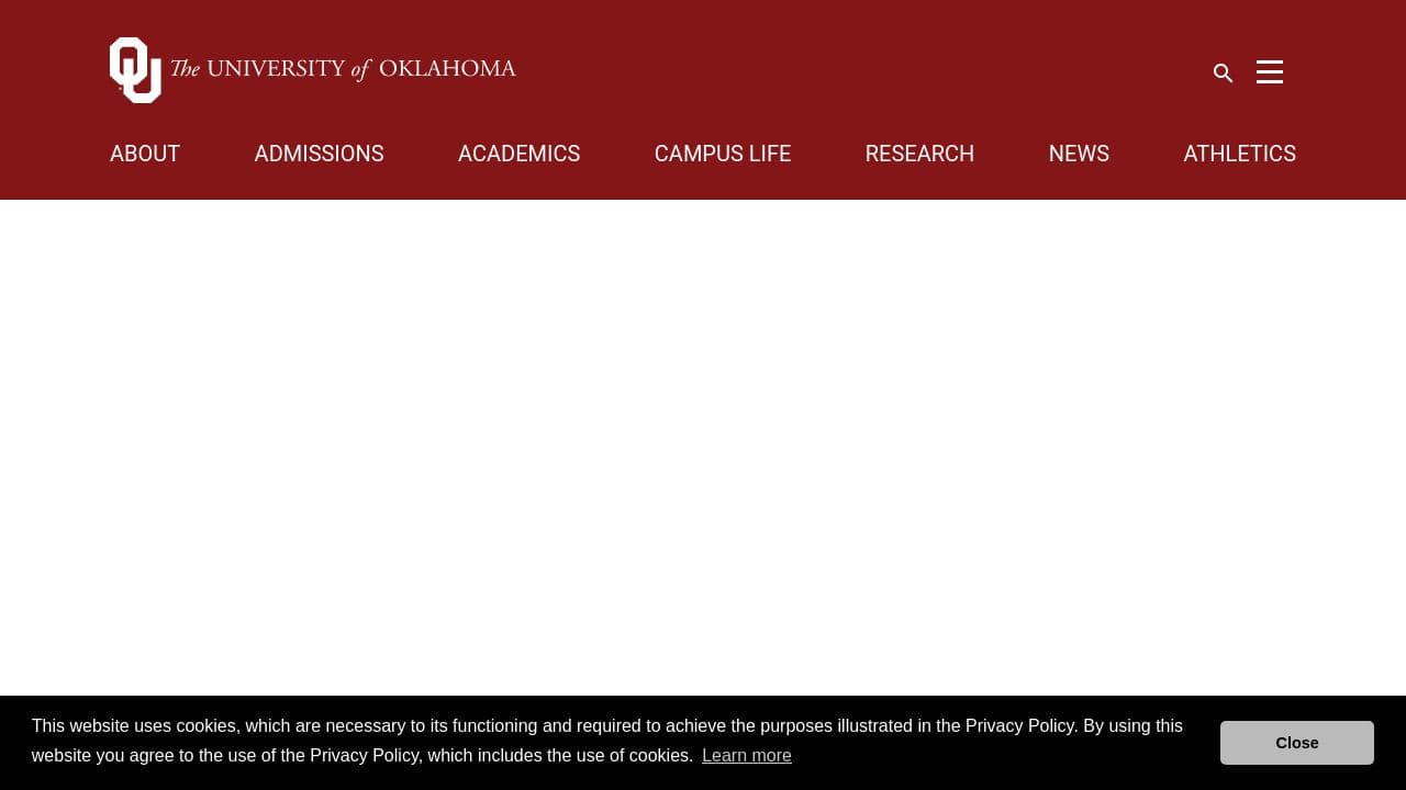 University of Oklahoma website screenshot