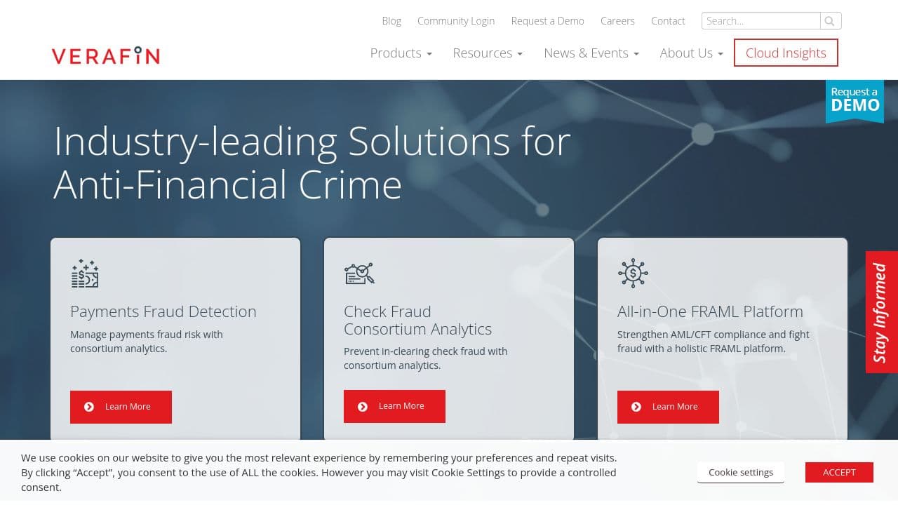 Verafin website screenshot