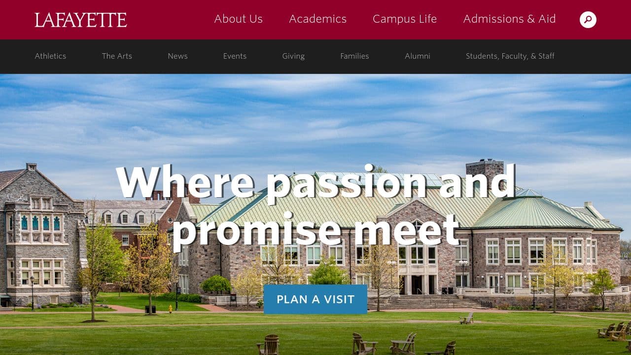 Lafayette College website screenshot