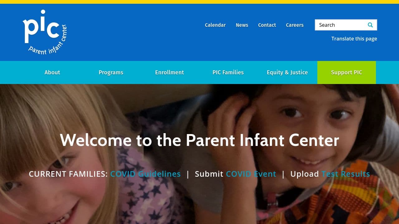 Parent-Infant Center website screenshot