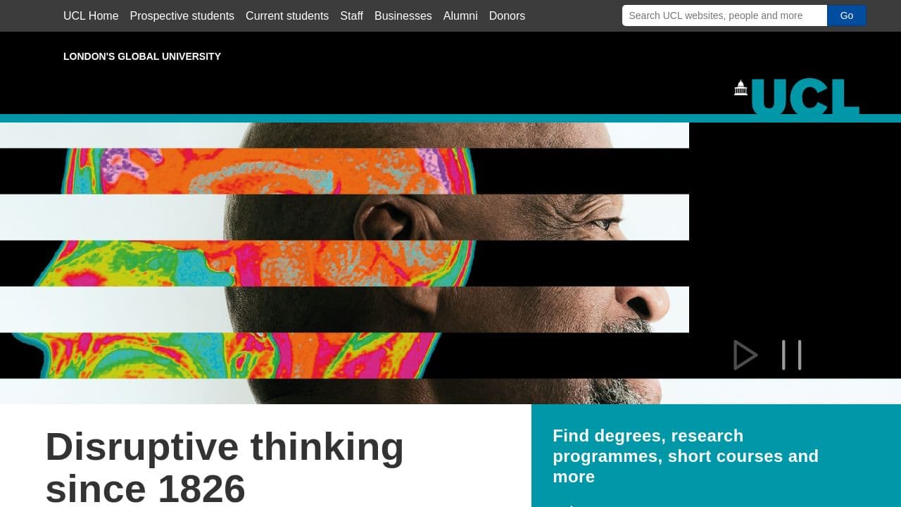 UCL website screenshot