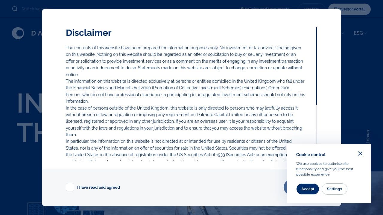 Dalmore Capital Limited website screenshot