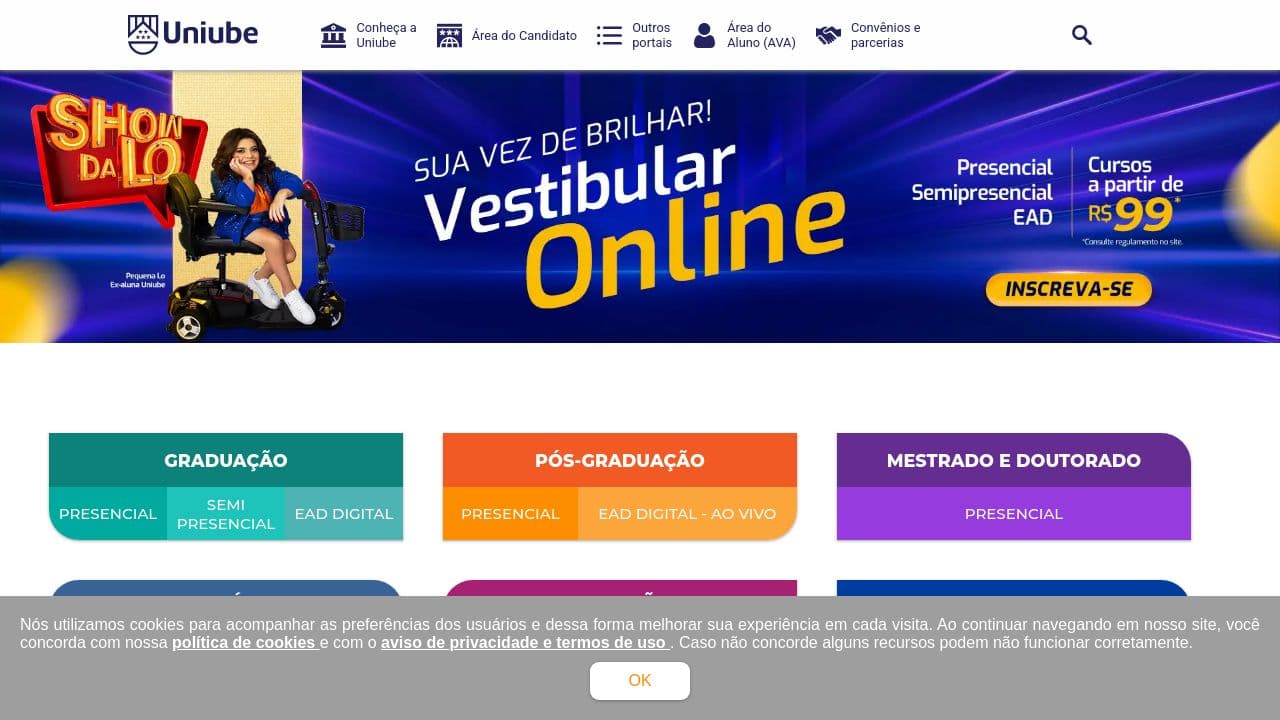 Universidade de Uberaba website screenshot