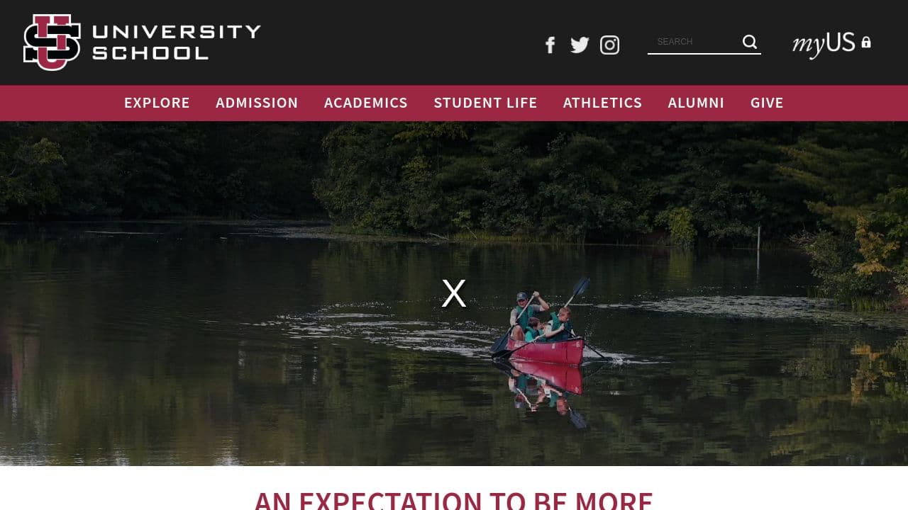 University School website screenshot