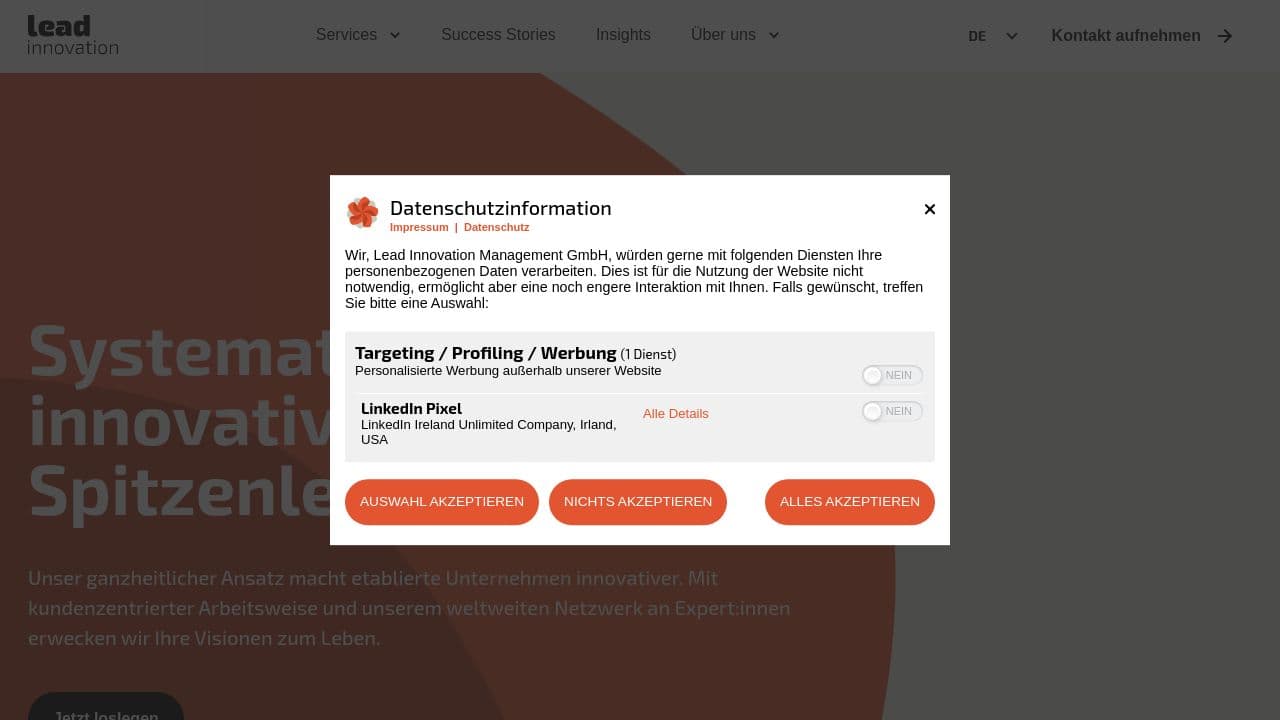 Lead Innovation website screenshot