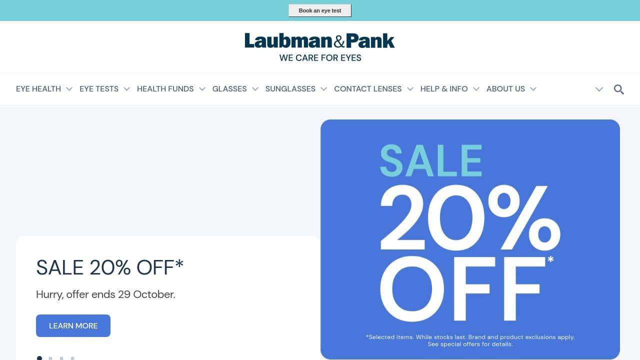 Laubman & Pank Optometrists website screenshot