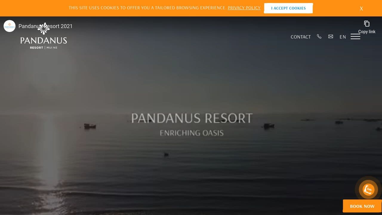 Pandanus Resort Mui Ne website screenshot