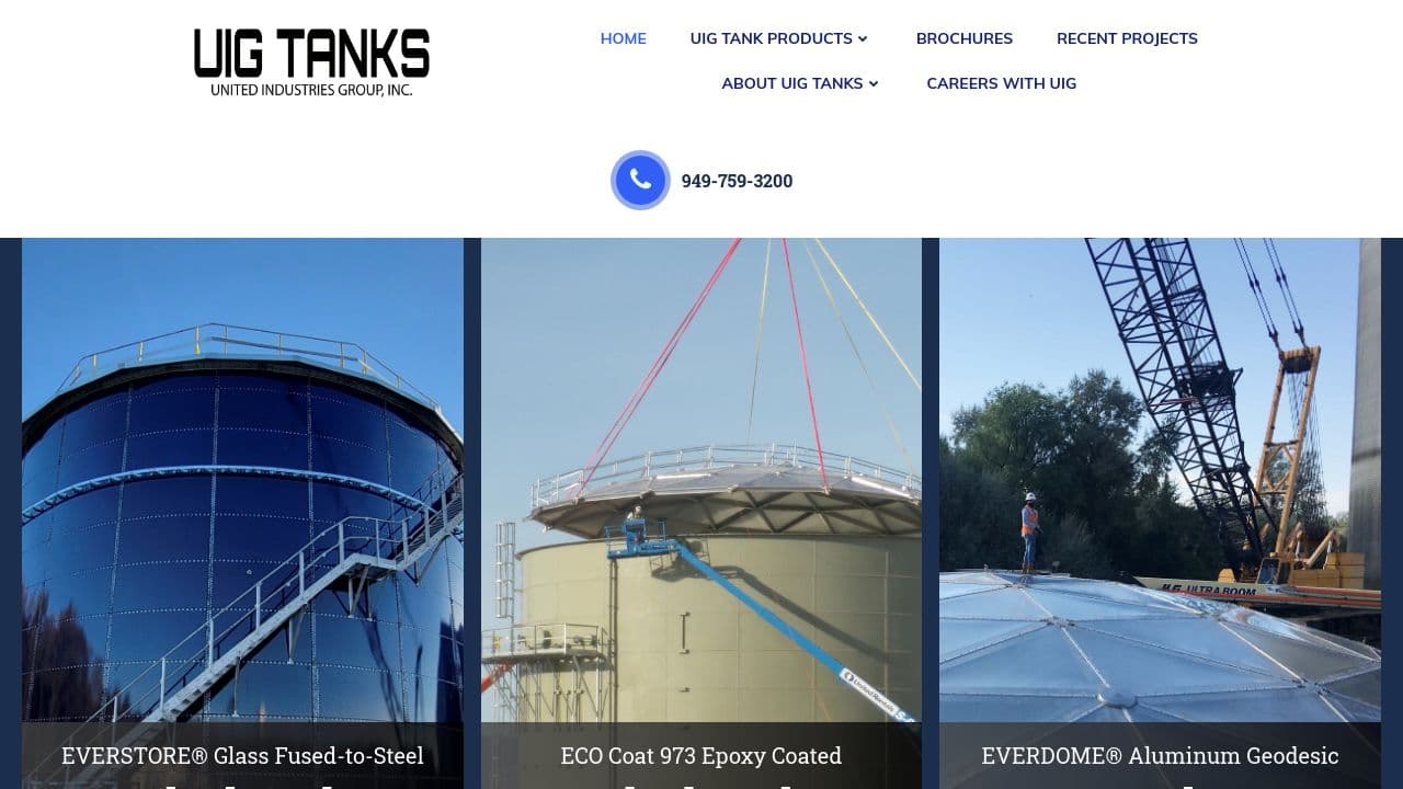 UIG TANKS United Industries Group website screenshot