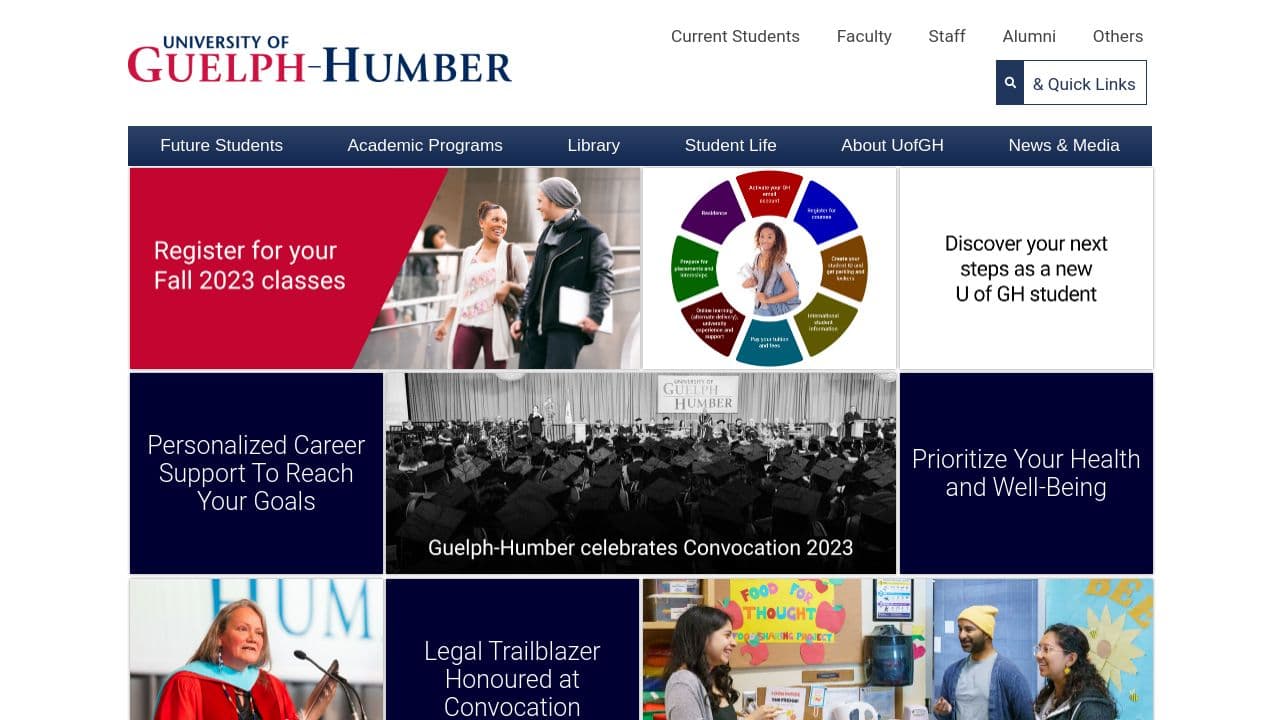University of Guelph-Humber website screenshot