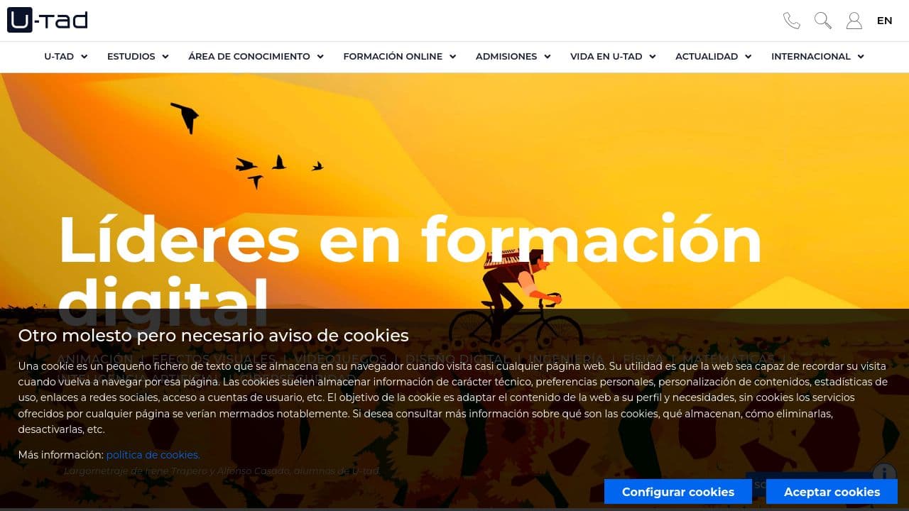 u-tad website screenshot