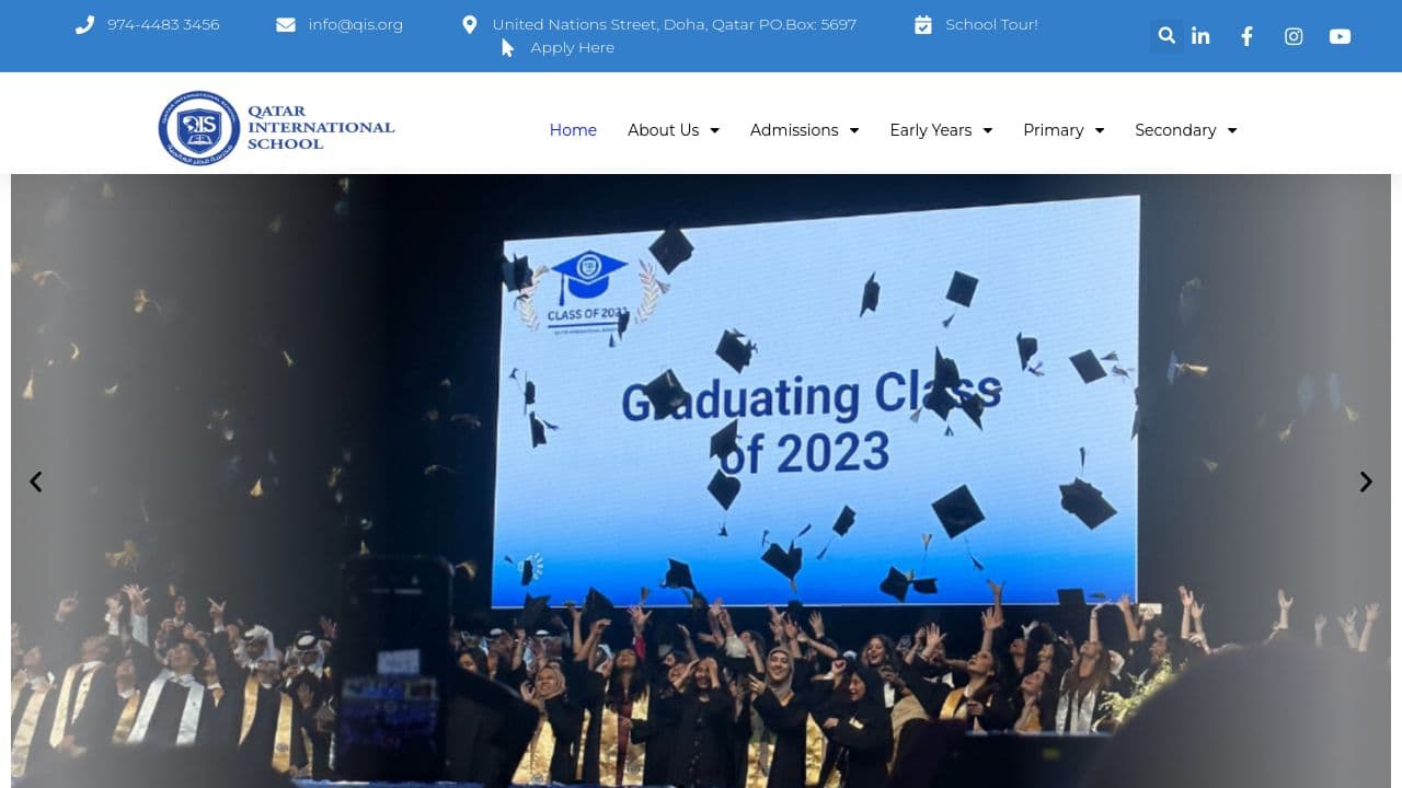 Qatar International School website screenshot