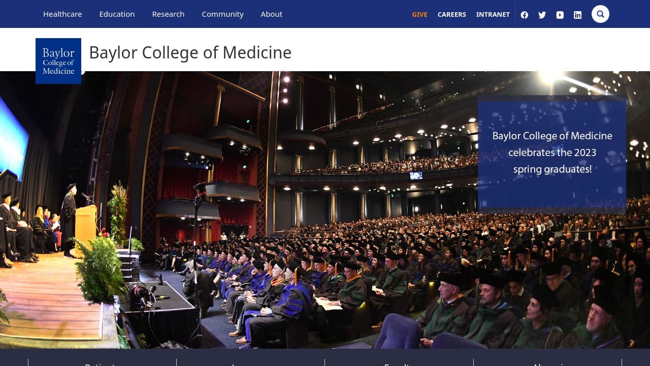 Baylor College of Medicine website screenshot