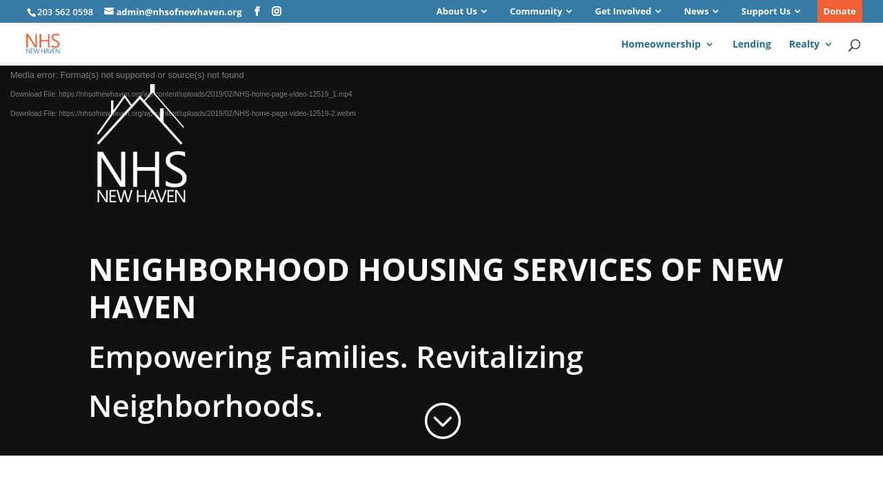 Neighborhood Housing Services of New Haven website screenshot