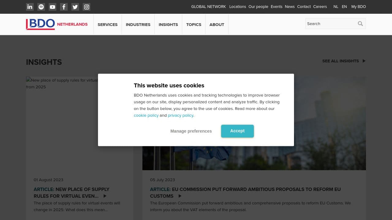 BDO Nederland website screenshot