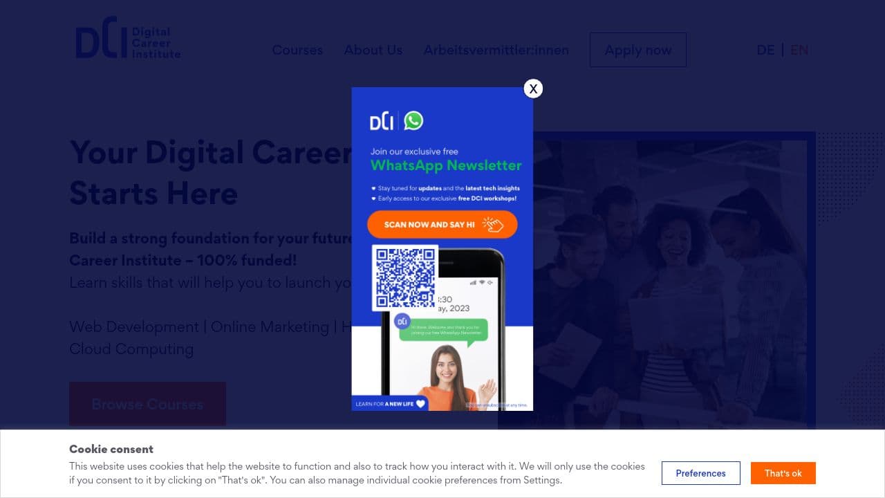 DCI Digital Career Institute website screenshot