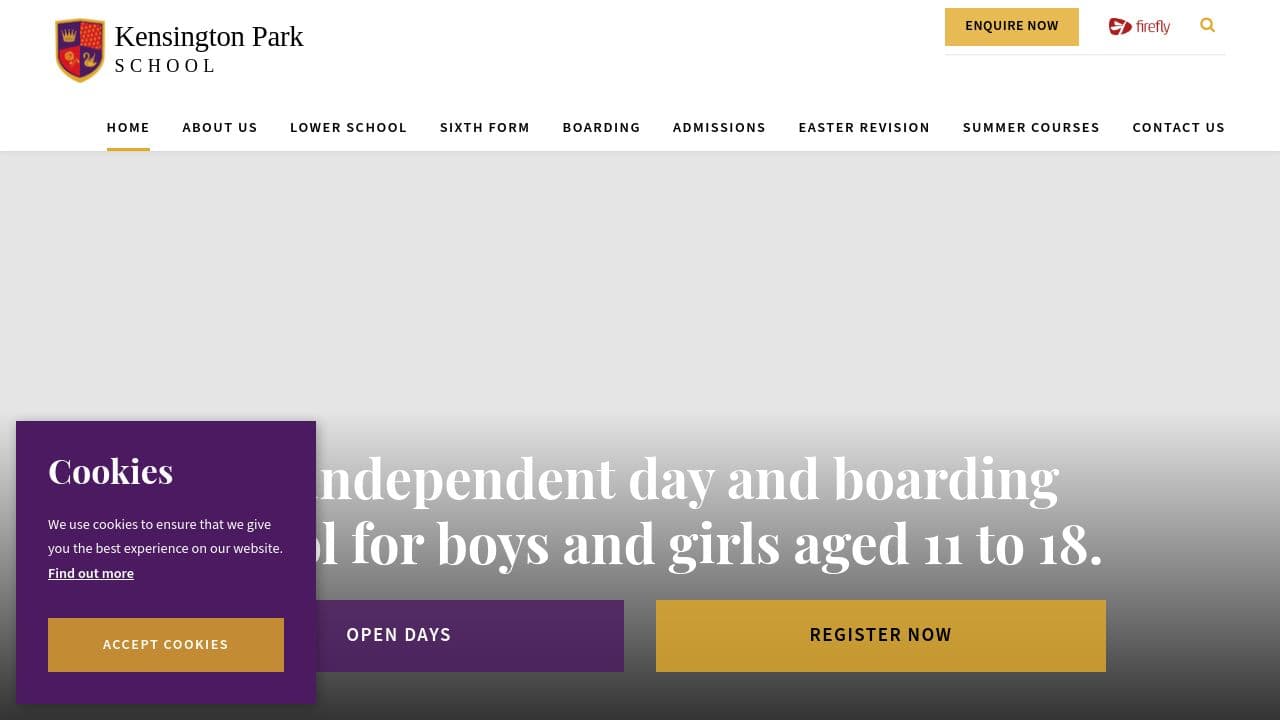 Kensington Park School website screenshot
