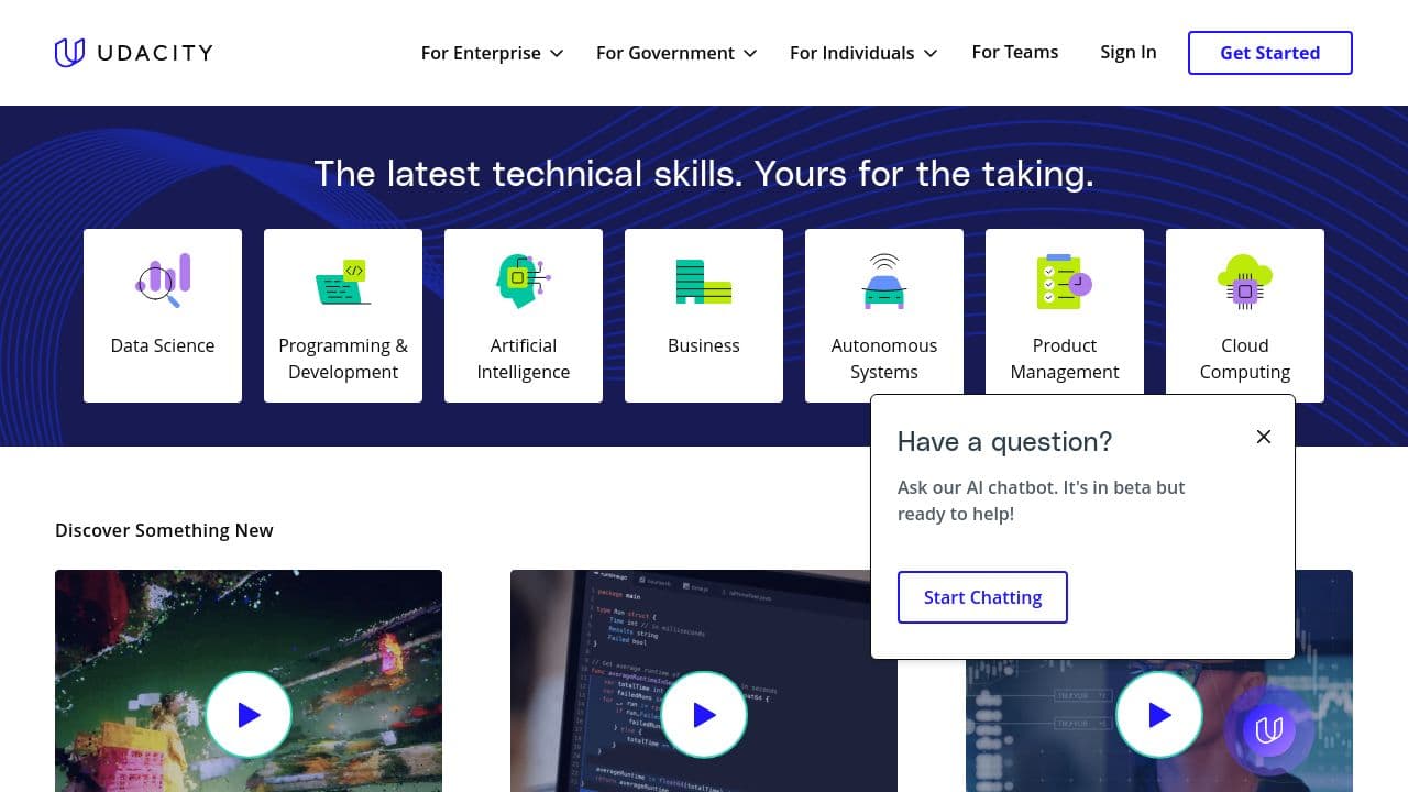 Udacity website screenshot