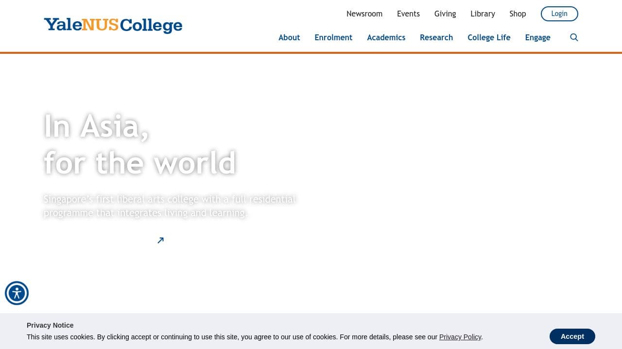 Yale-NUS College website screenshot
