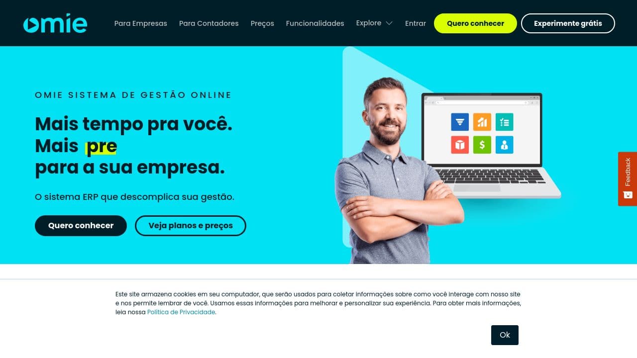 Omie website screenshot