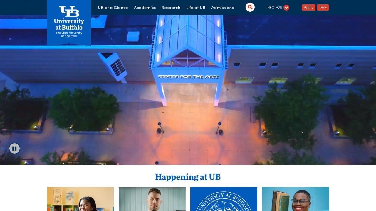 Jacobs School of Medicine and Biomedical Sciences at the University at Buffalo website screenshot