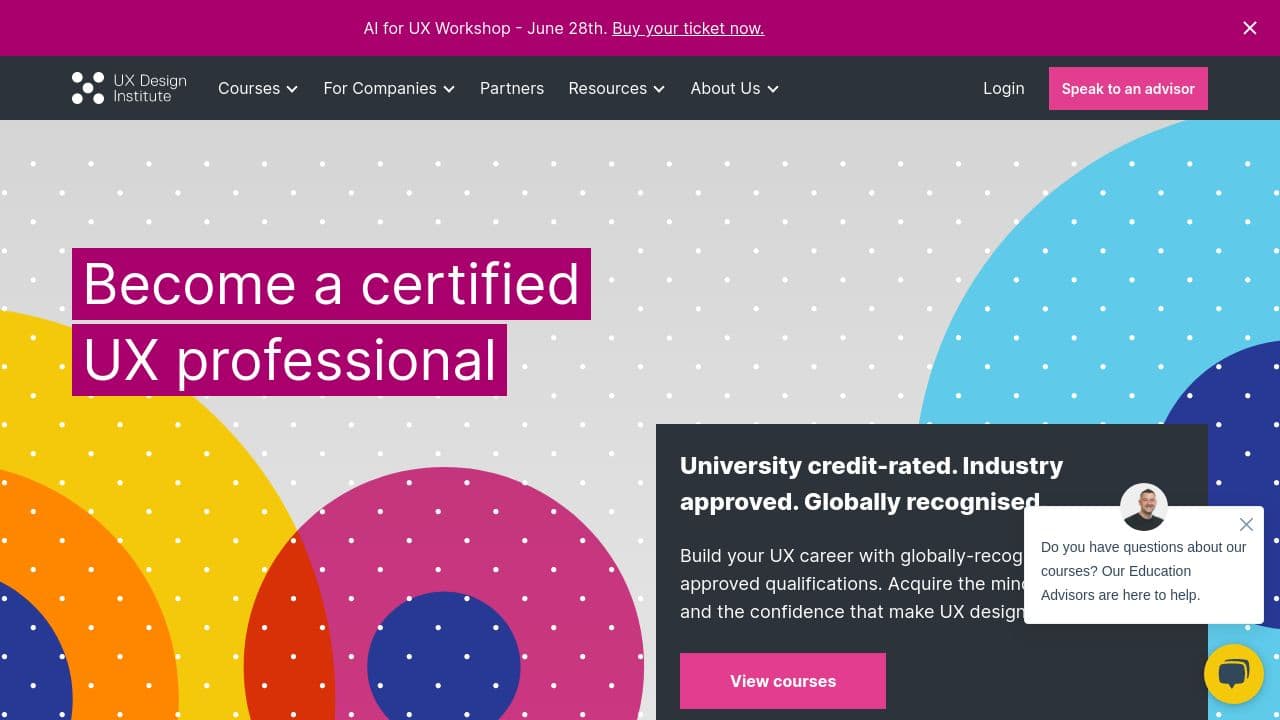 UX Design Institute website screenshot